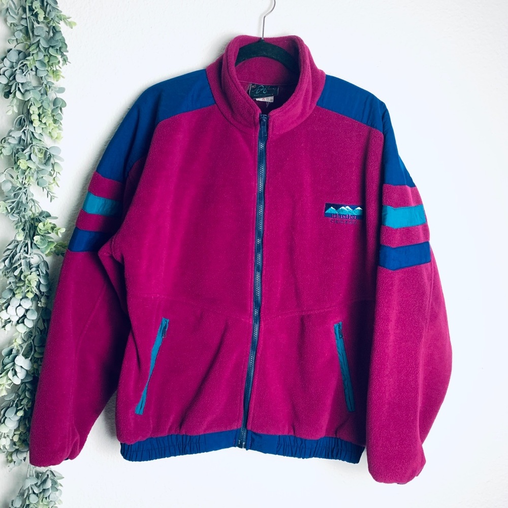 Vintage 80’s Whistler Fleece Jacket Sz L Colorful pink green blue cozy Oversized - Picture 10 of 10